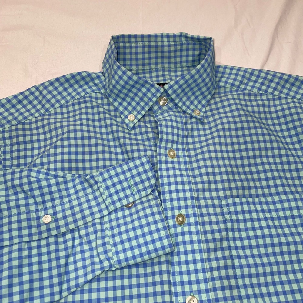 Vineyard Vines Performance Murray Shirt Mens Small Blue Green Gingham Nylon S